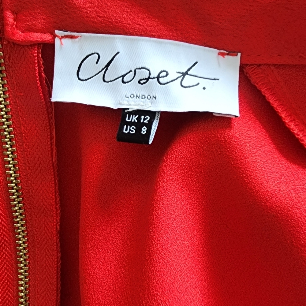 CLOSET RED DRESS SATIN RUFFLE MINI DRESS 8 - Picture 2 of 12